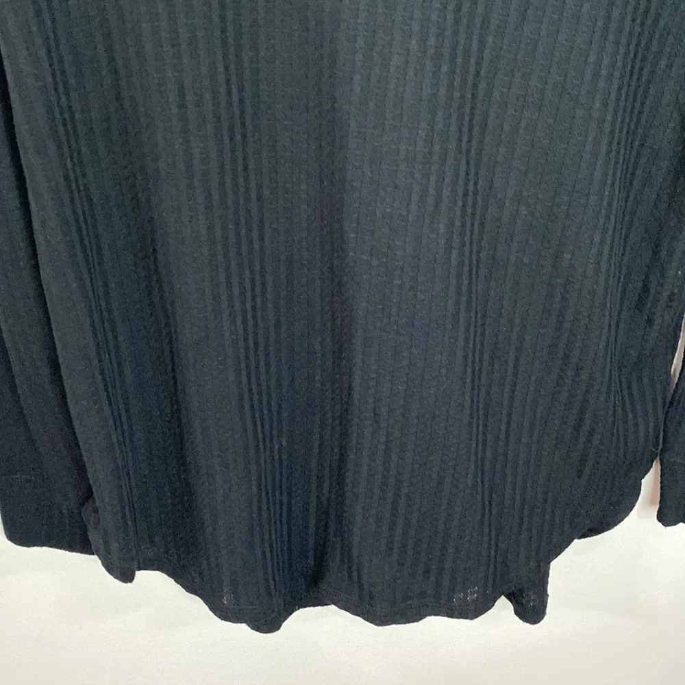 Chaser black waffle knit circle knit thermal lounge hoodie size S